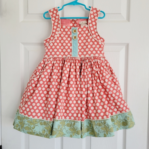 Matilda Jane Peach Polka Dot Dress - Picture 1 of 7